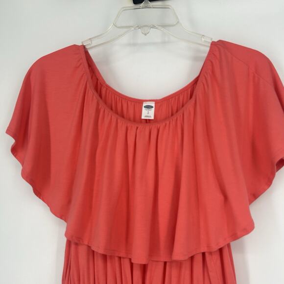 Old Navy Flounce Romper Pink Flowy Drawstring Short Sleeve Summer Size S - Picture 2 of 10